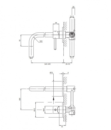 Cмеситель для раковины Omnires Y Y1215HBLGL черный/золото фото