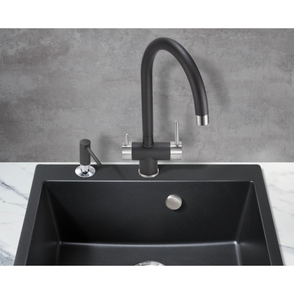 Смеситель для кухни под фильтр Milacio Ultra Vicar MCU.554.MB черный матовый/хром фото