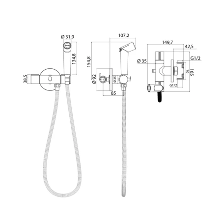 Встраиваемый смеситель с гигиеническим душем Iddis Axes AXESBR0i08 фото