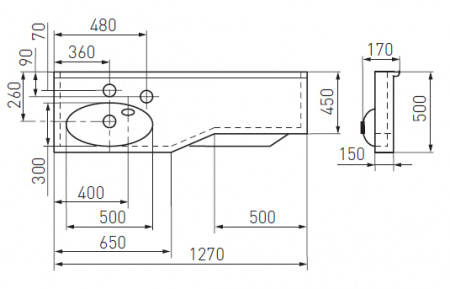 Подвесная раковина Акватон Отель 127 1A70123WOT01R фото