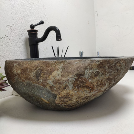 Накладная раковина из речного камня RS01521 (57*43*16) C4 фото