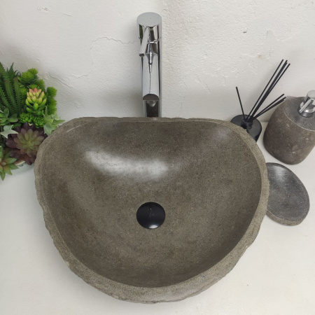Накладная раковина из речного камня RS01380 (48*39*15) фото