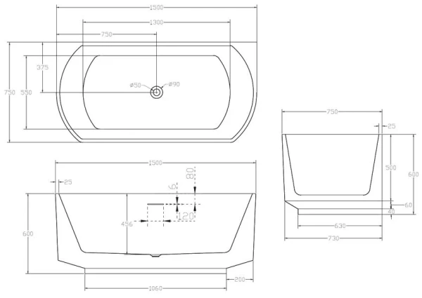 Ванна акриловая Abber AB9488-1.5 150x75 фото