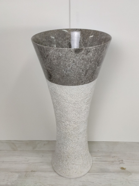 Раковина напольная из мрамора Pedestal Cream/Greey MN-390 (40*40*90см) фото