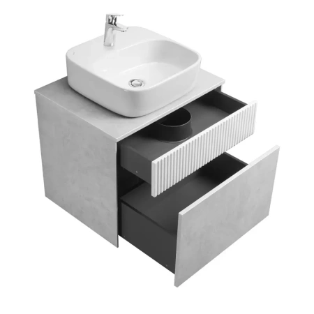 Тумба под раковину Акватон Марбл 60 1A276101MH4C0 белый матовый/слэйт фото