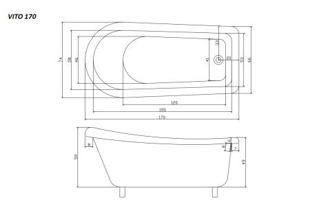 Акриловая ванна Cerutti SPA Vito CT9321 170x74 фото