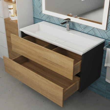 Тумба под раковину Uperwood Barsa 100 293020540 черная/дуб сонома фото