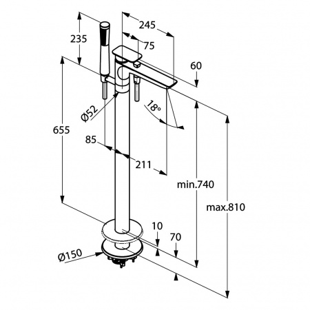 Смеситель для ванны напольный Kludi E2 495900575 фото