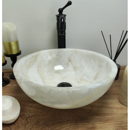 Накладная раковина из оникса Indo Bowl Yellow Small TinLip BO-00310 фото