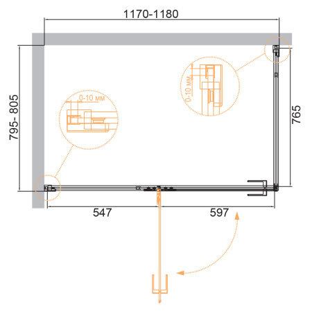 Душевой уголок Cezares Bellagio BELLAGIO-AH-1-120/80-C-NERO фото