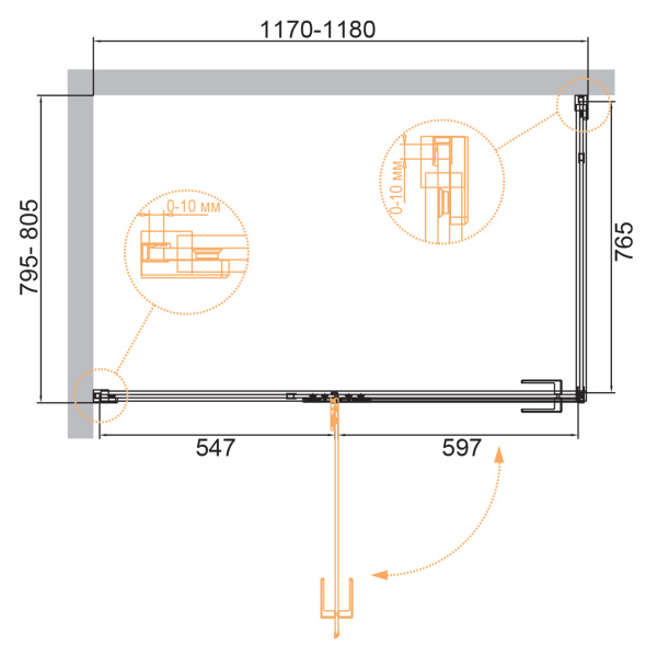 Душевой уголок Cezares Bellagio BELLAGIO-AH-1-120/80-C-BORO брашированное золото фото