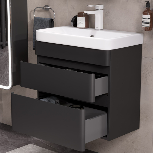 Тумба под раковину EQUIL Eltoro 70 tpELTR70.2Y-03 черный софт фото