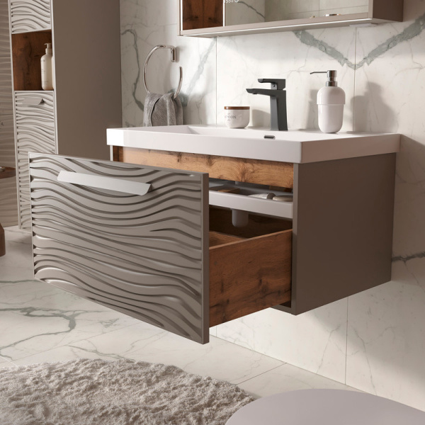 Тумба под раковину EQUIL Gleam 80 tpGLEAM80.1Y-25 амарок/дуб вотан фото