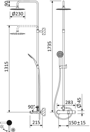 Душевая система (стойка) Cezares Leaf LEAF-CVDA-23-01 хром фото