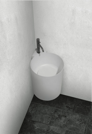 Раковина подвесная моноблок Abber Stein AS2625 угловая, белая матовая фото