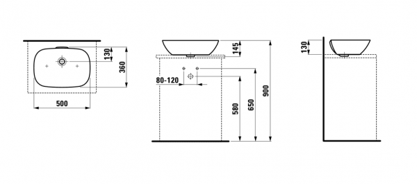 Накладная раковина Laufen Ino 8.1230.2.000.109.1 50х35 фото