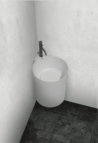 Раковина подвесная моноблок Abber Stein AS2625 угловая, белая матовая фото