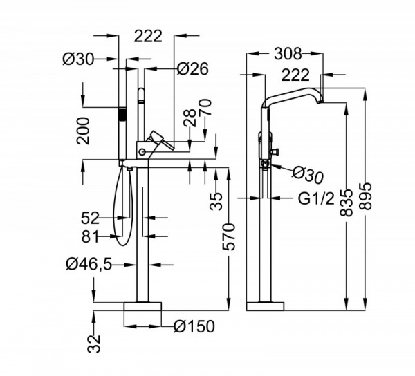 Смеситель для ванны с душем Cezares Dolce DOLCE-VDP-01-Cr фото
