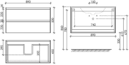 Тумба под раковину Sancos Cento CN90W белый глянец фото
