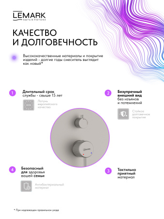 Душевая система скрытого монтажа Lemark Beluga LMF-8055B-BN брашированный никель фото