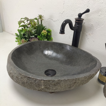 Накладная раковина из речного камня RS01522 (47*42*15) C10 фото