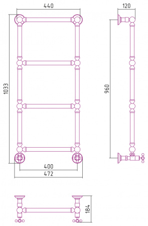Водяной полотенцесушитель Сунержа Ренессанс 96х40 032-0280-9640 матовое золото фото