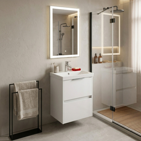 Тумба с раковиной Comforty Селенга-50 00-00022684CF белый глянец фото