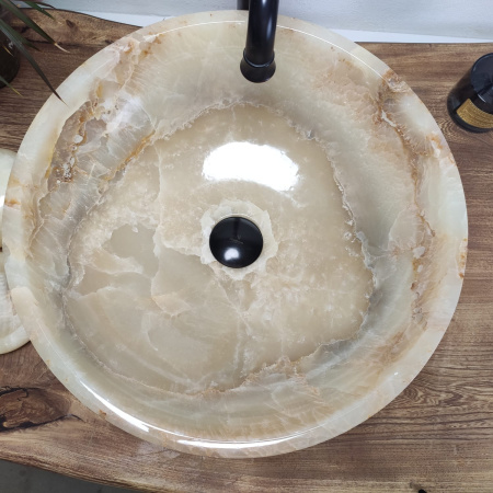 Накладная раковина из оникса Bowl Yellow Medium TinLip BO-00976 (45*45*15) фото