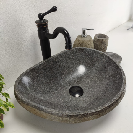 Накладная раковина из речного камня RS0935 (45*36*15) фото