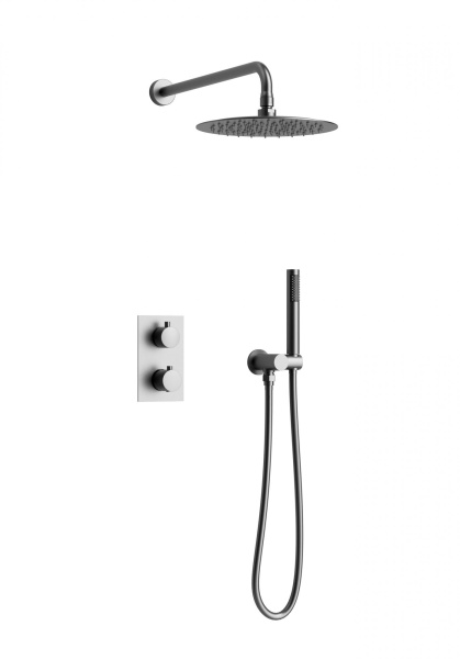 Душевая система скрытого монтажа с термостатом AltroBagno Unione 040409GM серый металл фото