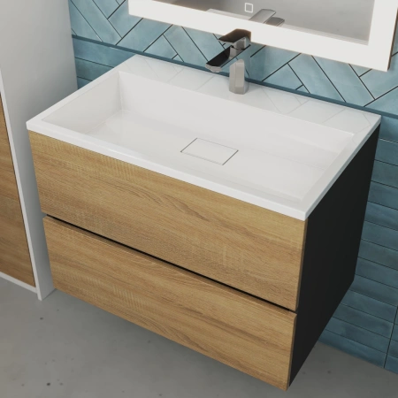 Тумба под раковину Uperwood Barsa 70 2930205157 черная/дуб сонома фото