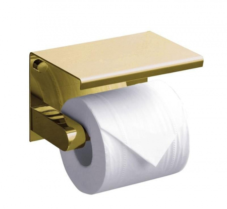 Держатель туалетной бумаги с полкой для телефона Rush Edge ED77141 Gold фото