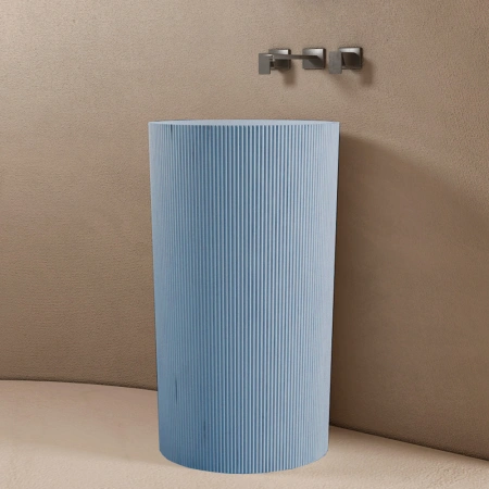 Напольная раковина из искусственного камня Abber Stein AS2501Blau 50x50 голубая фото