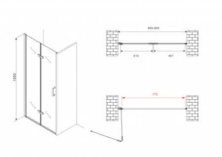 Душевая дверь ABBER Zart AG08090P 90 см фото
