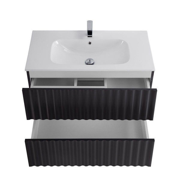 Тумба под раковину Art&Max Elegant AM-ELEGANT-800-2C-SO-GM-LED серая матовая /  с подсветкой фото