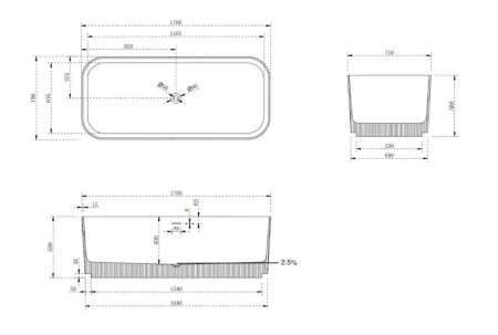 Ванна из искусственого камня Abber Stein AS9663 170x75 фото