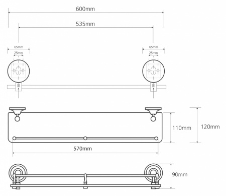 Полка стеклянная Bemeta Retro 144102267 фото