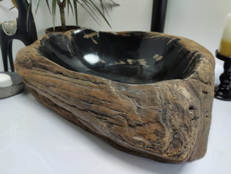 Накладная раковина из окаменелого дерева FSB-0409 фото