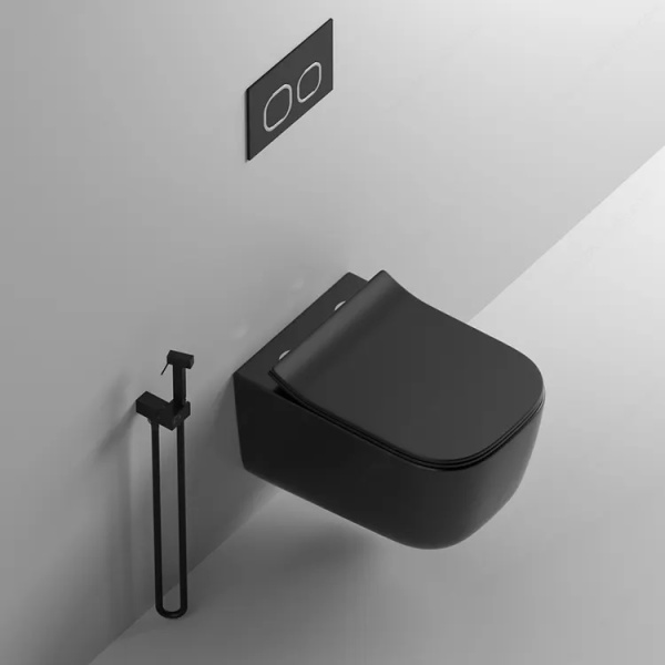 Унитаз подвесной безободковый Cerutti SPA Mimi Aria CT8920 с сиденьем, черный матовый фото