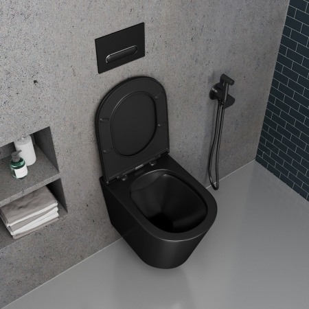 Безободковый подвесной унитаз D&K Venice DT1026025 черный матовый фото