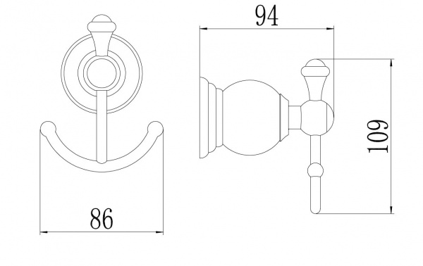 Крючок для ванной двойной Savol 57B S-05754B фото