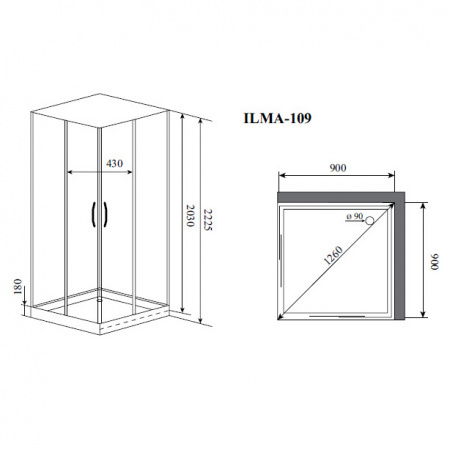 Душевая кабина Timo Premium Ilma 109 90x90 фото