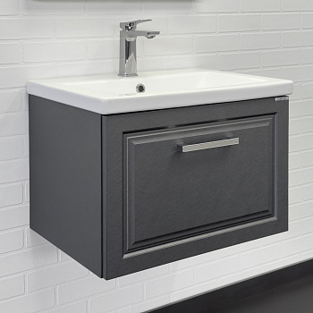 Тумба с раковиной Comforty Бросно-60П 00-00020428 оружейная сталь фото