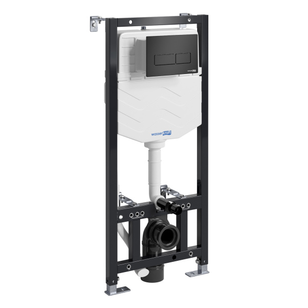 Инсталляция для подвесного унитаза WasserKRAFT Aller 10TLT.010.ME.MB03 с кнопкой, черная матовая фото