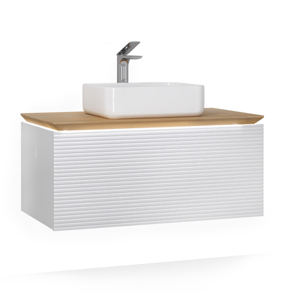 Тумба под раковину с подсветкой Jorno Karat 100 Kar.01.100/P/W фото