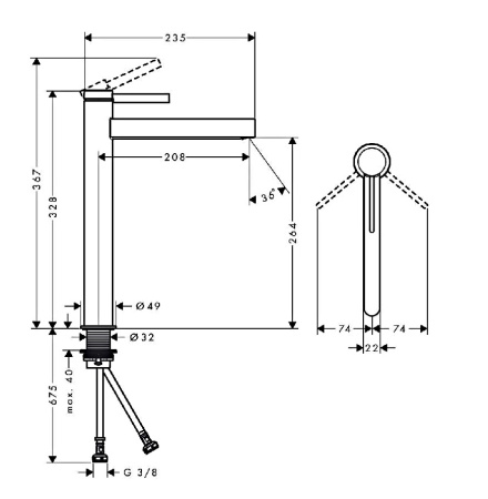 Высокий смеситель для раковины Hansgrohe Finoris 76070000 хром фото