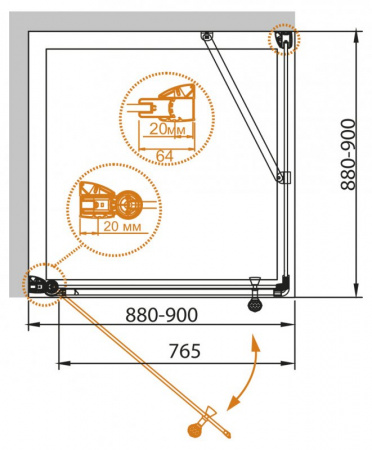 Душевой уголок Cezares Giubileo GIUBILEO-A-11-90-CP-G-R 90х90 R фото
