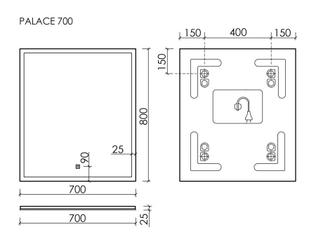 Зеркало с подсветкой Sancos Palace PA700 70x80 фото