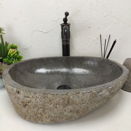 Накладная раковина из речного камня RS01456 (53*37*15) фото