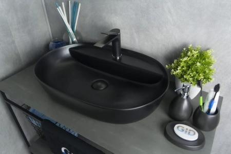 Накладная раковина GID Bm1346 61x41 черная матовая фото